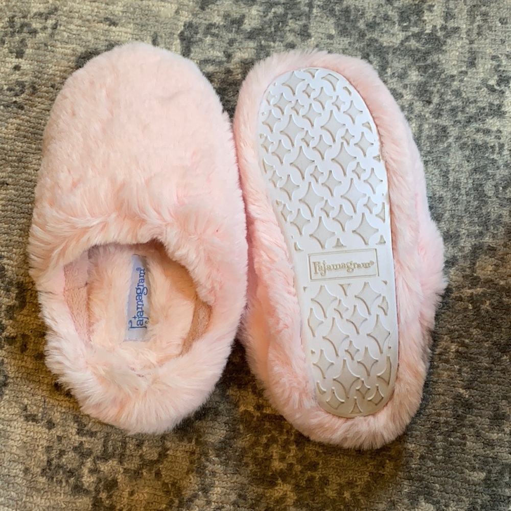 Pink fuzzy slippers
